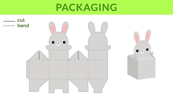 EPS 해외이미지 가방 일러스트 사람없음 토끼 종이접기 DIY 전개도 해외일러스트 잡화 종이 포유류 취미 반려동물 접기 파일형식 벡터 이미지허브