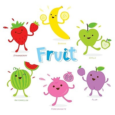 EPS 해외이미지 캐릭터 일러스트 딸기 수박 바나나 사람없음 사과 석류 자두 해외일러스트 일러캐릭터 과일 파일형식 벡터 이미지허브
