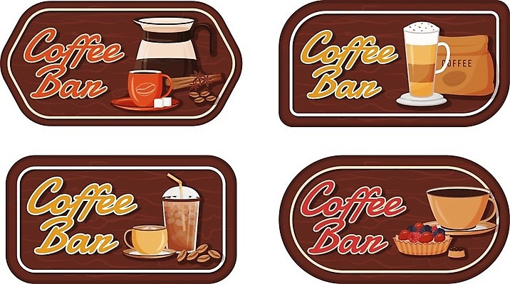 EPS 해외이미지 디자인 커피 백그라운드 일러스트 텍스트 주전자 사람없음 카페 원두 플랫 카페테리아 시나몬스틱 타르트 레터링 원두봉투 해외일러스트 음료 빵 주방용품 봉투 상점 파이_빵 시나몬 파일형식 벡터 이미지허브