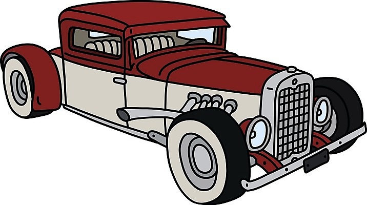 EPS 해외이미지 일러스트 자동차 사람없음 빨간색 흰색 빈티지 클래식 복고 클래식카 해외일러스트 육상교통 컬러 컨셉 승용차 파일형식 벡터 이미지허브