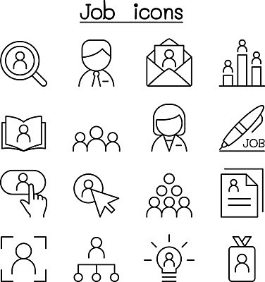 EPS 해외이미지 직업 디자인 실루엣 선 컨셉 일러스트 비즈니스 추상 노동자 아이디어 사람 그래픽 세트 픽토그램 공연 뉴스 어플리케이션 수집 심볼 직원 검색 시작 경영자 서식 문서 윤곽 위치 이력서 경영 고립 고용 얇은 인턴 채용 스타일 미니멀 해외일러스트 무늬 촬영기법 이벤트 구직 리더 파일형식 벡터 이미지허브