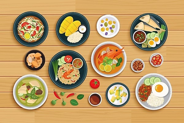 EPS 해외이미지 전통 접시 디자인 배너 아시아 백그라운드 컨셉 채소 일러스트 재료 태국 탁자 밥 새우 건강 육류 요리 동양인 목재 세트 우주 주방 식당 식사 저녁식사 튀김 뜨거움 맛 정상 먹기 허브 메인 메뉴 매움 서빙 카레 점심식사 뷔페 해외일러스트 나무 식물 식기 나라 음식 가구 식재료 모션 갑각류 인종 상점 파일형식 벡터 이미지허브