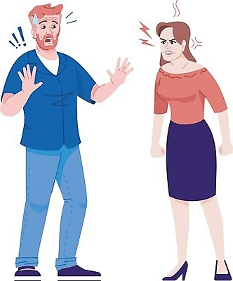 EPS 해외이미지 전신 커플 여자 남자 중년 일러스트 남편 손들기 놀람 분노 짜증 아내 무서움 중년부부 당황 공격적 중년만 해외일러스트 부부 감정 컨셉 관계 모션 표정 사람 성인 성인만 파일형식 벡터 이미지허브