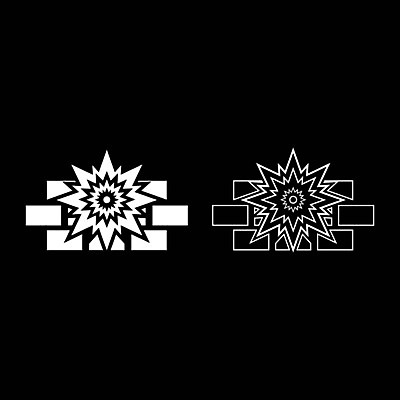 EPS 해외이미지 벽 조각 컨셉 일러스트 벽돌 세트 힘 손상 바위 흰색 구멍 균열 파편 폭발 장애물 탈출 윤곽 충격 벽돌담 파열 고립 단절 파멸 해외일러스트 컬러 모션 담장 파일형식 벡터 소멸 이미지허브