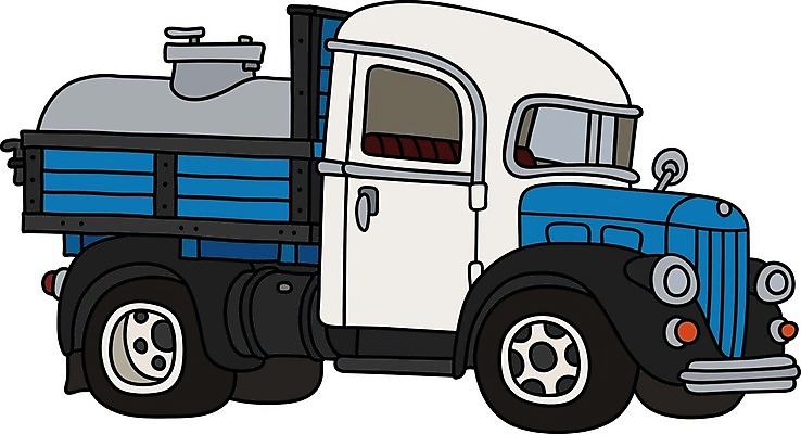 EPS 해외이미지 일러스트 자동차 사람없음 파란색 빈티지 클래식 복고 클래식카 탱크로리 해외일러스트 육상교통 컬러 컨셉 승용차 화물차 파일형식 벡터 이미지허브