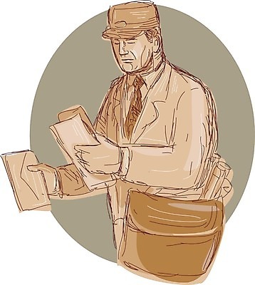 EPS 해외이미지 가방 일러스트 편지 우체부 배송 그림 해외일러스트 직업 잡화 파일형식 벡터 이미지허브