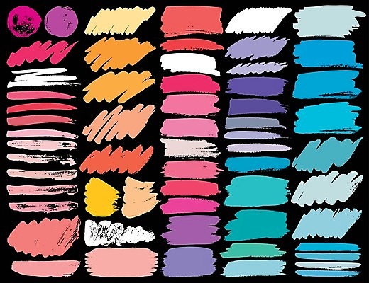 EPS 해외이미지 백그라운드 일러스트 추상 사람없음 세트 컬러풀 검은색 페인트 그런지 붓칠 해외일러스트 컬러 무늬 파일형식 벡터 이미지허브