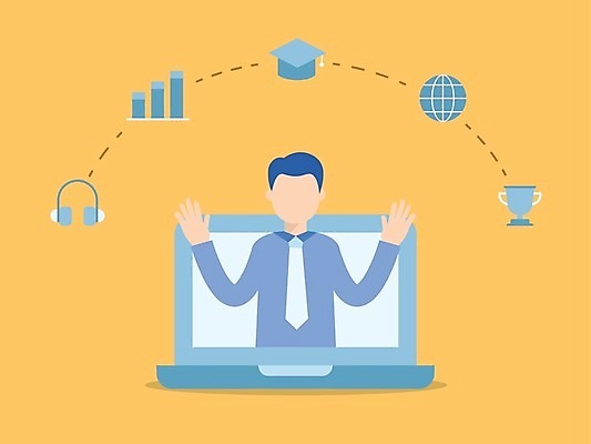 EPS 해외이미지 학생 교육 컨셉 인터넷 일러스트 비즈니스 졸업 통신 학교 수업 사람 노트북 스터디 컴퓨터 사무실 디지털 강사 교사 웹 관찰 가르침 플랫 강의 대학교 온라인 동영상 가정교사 온라인강의 이러닝 해외일러스트 직업 모션 전자제품 학습 파일형식 벡터 언택트 이미지허브