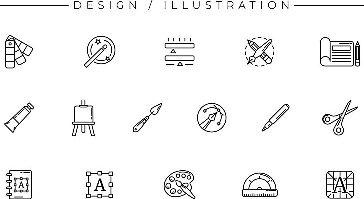 EPS 해외이미지 디자인 종이 선 일러스트 텍스트 타이포그라피 연필 펜 공책 웹 페인트 인포그래픽 공구 붓 부채 팔레트 플랫 칼 디자이너 스케치 심볼 이젤 그림 매듭 예술가 화가 튜브 마법 시트 프리랜서 해외일러스트 직업 문자 인터넷 문구용품 학용품 미술 필기구 미술도구 도구 파일형식 벡터 이미지허브