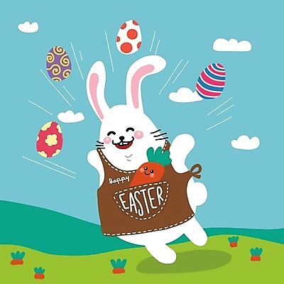 EPS 해외이미지 한마리 동물캐릭터 일러스트 웃음 사람없음 앞치마 당근 기쁨 토끼 부활절계란 해외일러스트 일러캐릭터 동물 캐릭터 1 감정 포유류 부활절 뿌리채소 표정 반려동물 계란 파일형식 벡터 이미지허브