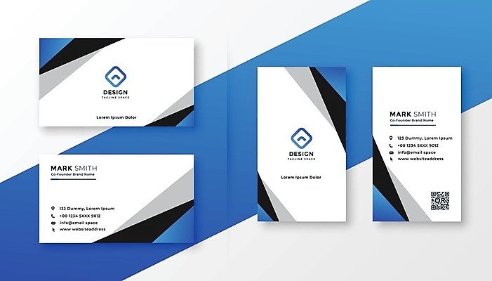 EPS 해외이미지 템플릿 비즈니스 명함 명함템플릿 사람없음 파란색 세트 QR코드 브랜딩 컬러 파일형식 벡터 이미지허브