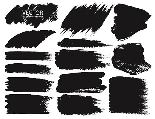 EPS 해외이미지 모양 백그라운드 일러스트 사람없음 세트 검은색 그런지 붓칠 해외일러스트 컬러 파일형식 벡터 이미지허브