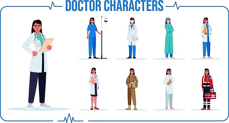 EPS 해외이미지 클립아트 직업 캐릭터 1 디자인 여자 일러스트 노동자 건강 병원 서기 사람 성인 30대 세트 갈색 간호사 의사 플랫 만화 구조원 묘사 상업 심플 영웅 히스패닉 외과 수의사 조립 고립 소아과의사 스타일 현실 디테일 해외일러스트 일러캐릭터 컬러 의학 모션 장년 의료진 파일형식 벡터 이미지허브