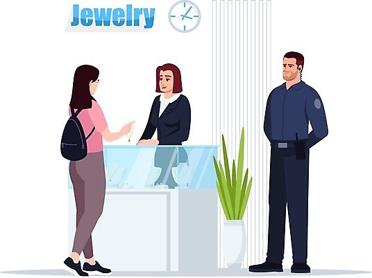 EPS 해외이미지 전신 여자 남자 일러스트 경비 안전 상반신 성인 세명 보호 보석 고객 직원 뒷짐 보안 경호원 경비원 보석함 성인만 해외일러스트 직업 컨셉 모션 사람 광석 파일형식 벡터 이미지허브