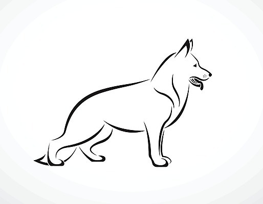 EPS 해외이미지 라인일러스트 일러스트 사람없음 반려동물 검은색 흰색 개 강아지 셰퍼드 해외일러스트 동물 컬러 포유류 파일형식 벡터 이미지허브