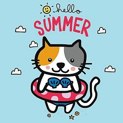 EPS 해외이미지 구름 한마리 일러스트 타이포그라피 사람없음 여름 여름휴가 바캉스 반려동물 비키니 태양 고양이 손그림 튜브 반려묘 해외일러스트 자연요소 동물 문자 1 계절 수영복 포유류 휴가 파일형식 벡터 여름_계절 이미지허브