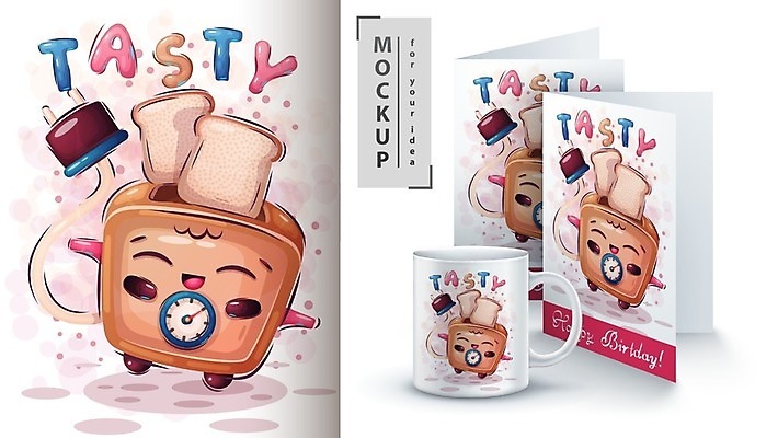 EPS 해외이미지 캐릭터 커피 음식 빵 일러스트 요리 사람없음 컵 쿠키 만화 토스트 크루통 목업 해외일러스트 일러캐릭터 식기 음료 디저트 파일형식 벡터 이미지허브