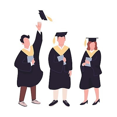 EPS 해외이미지 학생 여자 남자 일러스트 학사모 졸업 들기 성인 세명 졸업가운 던지기 졸업장 성인만 해외일러스트 모자_잡화 교육 모션 사람 가운 파일형식 벡터 이미지허브