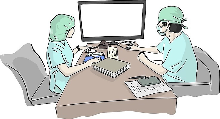 EPS 해외이미지 직업 손 응시 여자 남자 과학 유니폼 일러스트 청진기 실내 건강 병원 실험 마스크 한명 사람 앉기 성인 치료 가로 노트북 컴퓨터 사무실 약 간호사 의사 코트 키보드 업무 실험실 책상 서비스 전자 돌봄 서류판 해외일러스트 1 시선 옷 가구 비즈니스 의학 의료기기 모션 내부 신체부위 전자제품 사무용품 외투 의료진 작업 파일형식 벡터 이미지허브