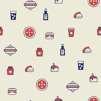 EPS 해외이미지 디자인 커피 음료 음식 백그라운드 패턴 일러스트 벽지 아이스크림 피자 샌드위치 사람없음 햄버거 타코 해외일러스트 무늬 디저트 패스트푸드 서양음식 파일형식 벡터 이미지허브