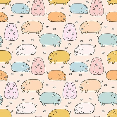 EPS 해외이미지 캐릭터 백그라운드 패턴 일러스트 사람없음 컬러풀 돼지 해외일러스트 일러캐릭터 컬러 무늬 포유류 파일형식 벡터 이미지허브