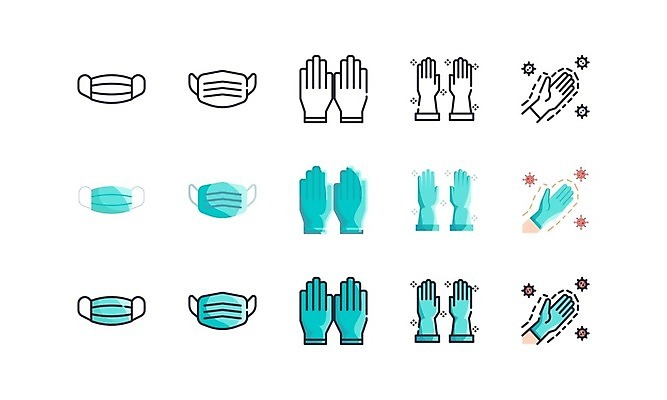 EPS 해외이미지 얼굴 선 장갑 일러스트 건강 관리 가면 안전 치료 초록색 세트 시험 수비 수술 플랫 바이러스 보호 위생 질병 일회용 예방 윤곽 감염 고무 비닐 라텍스 얇은 엘리먼트 위생관리 팁 해외일러스트 잡화 교육 컬러 컨셉 의학 모션 재질 신체부위 파일형식 벡터 이미지허브