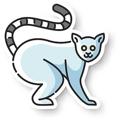 EPS 해외이미지 한마리 스티커 일러스트 사람없음 호랑이꼬리여우원숭이 해외일러스트 1 원숭이 파일형식 벡터 이미지허브