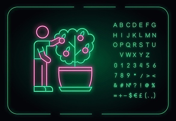 EPS 해외이미지 나무 열매 화분 일러스트 사람모양 사람없음 수확 원예 네온 해외일러스트 모양 식물 농업 취미 파일형식 벡터 이미지허브