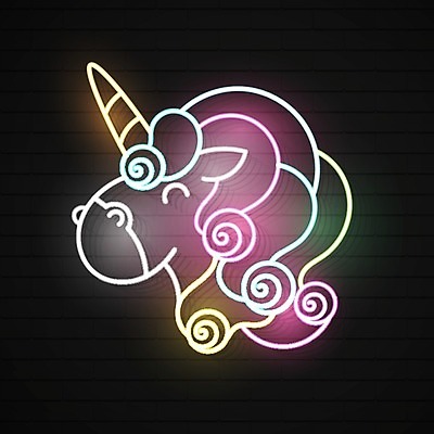 EPS 해외이미지 일러스트 상상 뿔 사람없음 신비 네온 무지개색 유니콘 환상 해외일러스트 컨셉 컬러풀 파일형식 벡터 이미지허브