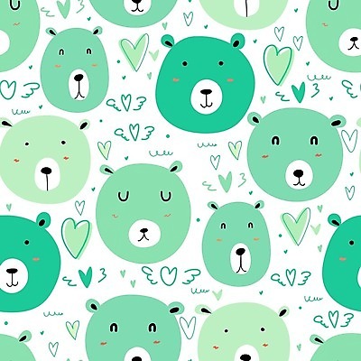 EPS 해외이미지 캐릭터 백그라운드 패턴 일러스트 곰 사람없음 초록색 하트 해외일러스트 일러캐릭터 모양 동물 컬러 무늬 포유류 파일형식 벡터 이미지허브