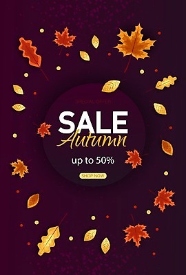 EPS 해외이미지 디자인 낙엽 일러스트 타이포그라피 사람없음 쇼핑 세일 보라색 가을 반값 해외일러스트 문자 계절 컬러 잎 파일형식 벡터 이미지허브