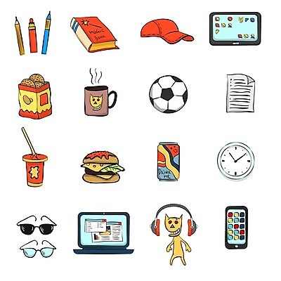 EPS 해외이미지 학생 접시 교육 일러스트 공 학교 샌드위치 책 컵 노트북 스마트폰 스터디 컴퓨터 세트 픽토그램 선글라스 연필 헤드폰 공책 장비 칵테일 수집 심볼 오브젝트 사인 캡모자 해외일러스트 모자_잡화 식기 안경 음식 음향기기 문구용품 학용품 주류 전자제품 핸드폰 스마트기기 학습 필기구 파일형식 벡터 이미지허브