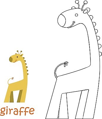 EPS 해외이미지 디자인 선 일러스트 사람없음 스케치 기린 윤곽 색칠공부 해외일러스트 포유류 미술 학습 색칠 파일형식 벡터 이미지허브