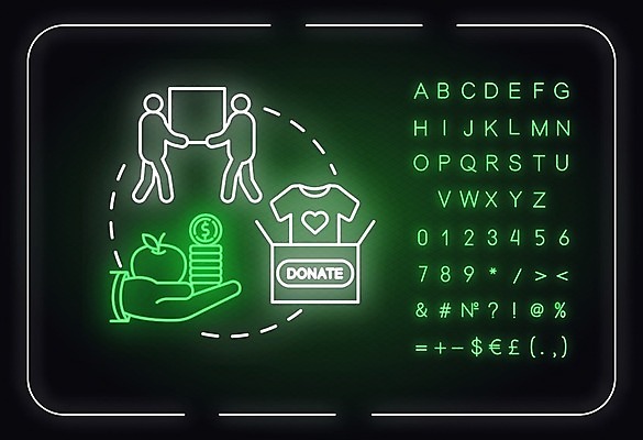 EPS 해외이미지 옷 일러스트 사람모양 사람없음 상자 동전 봉사 네온 손모양 자선단체 해외일러스트 모양 돈 도움 그룹 자선 파일형식 벡터 손_신체부위 이미지허브