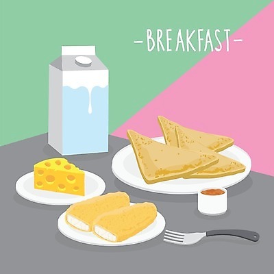 EPS 해외이미지 접시 포크 일러스트 치즈 사람없음 우유 아침식사 토스트 소스그릇 텐더 해외일러스트 우유갑 그릇 식기 빵 유제품 식사 치킨 파일형식 벡터 이미지허브