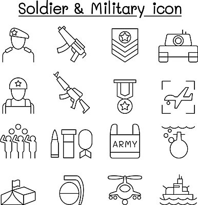 EPS 해외이미지 디자인 무기 선 신체 일러스트 그래픽 세트 픽토그램 힘 기계 총 조끼 헬리콥터 수집 메달 심볼 군용 싸움 전쟁 탱크 해군 배지 육군 병정 총알 명예 갑옷 수류탄 고립 드론 스파이 얇은 정부 특공대 스타일 해외일러스트 모션 비행기 군대 외투 보호장비 특수부대 상_상패 파일형식 벡터 이미지허브
