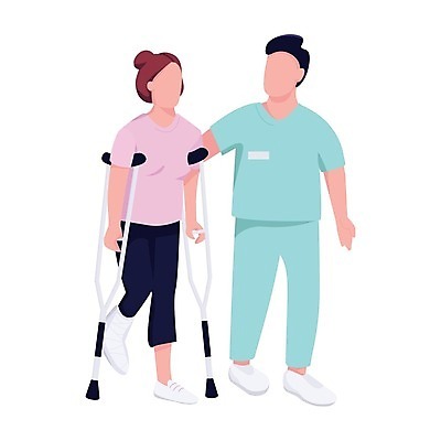 EPS 해외이미지 전신 여자 남자 일러스트 병원 성인 두명 환자 의사 붕대 돌봄 양발 재활 치유 헬프 성인만 해외일러스트 의학 모션 사람 치료 의료진 도움 파일형식 벡터 이미지허브