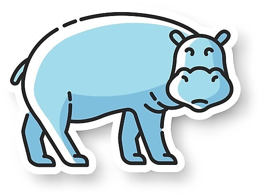 EPS 해외이미지 한마리 스티커 일러스트 사람없음 하마 해외일러스트 1 포유류 파일형식 벡터 이미지허브