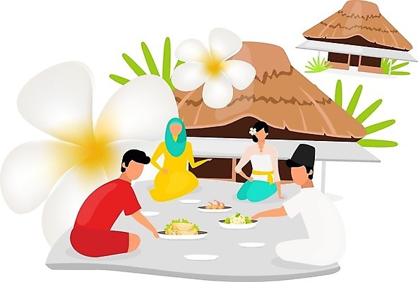 EPS 해외이미지 백인 캐릭터 전통 디자인 옷 여자 남자 아시아 문화 음식 섬 여행 포즈 백그라운드 컨셉 일러스트 함께함 사람 앉기 동양인 그래픽 소풍 여행객 흰색 플랫 원주민 오두막 이슬람교 만화 먹기 옷입기 발리 인도네시아 고립 전국 스타일 해외일러스트 일러캐릭터 서양인 나라 종교 컬러 모션 인종 야외활동 아프리카인 파일형식 벡터 이미지허브