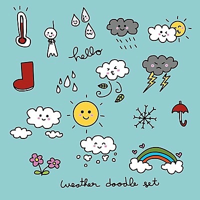 EPS 해외이미지 인형 무지개 일러스트 눈꽃 장화 사람없음 세트 태양 비 온도계 먹구름 엘리먼트 해외일러스트 자연요소 신발 날씨 눈_날씨 파일형식 벡터 구름_자연 이미지허브