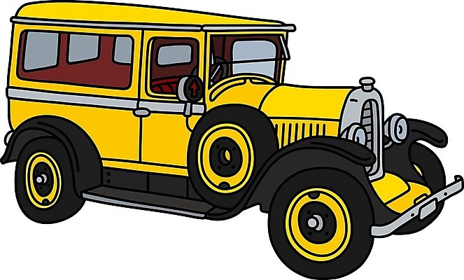 EPS 해외이미지 일러스트 자동차 사람없음 노란색 빈티지 클래식 복고 클래식카 해외일러스트 육상교통 컬러 컨셉 승용차 파일형식 벡터 이미지허브