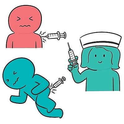 EPS 해외이미지 캐릭터 일러스트 사람모양 주사기 들기 사람없음 치료 환자 간호사 주사약 예방접종 해외일러스트 일러캐릭터 모양 의학 의료기기 모션 약 의료진 접종 파일형식 벡터 이미지허브