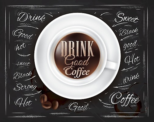 EPS 해외이미지 디자인 포스터 커피 일러스트 텍스트 탁자 사람없음 카페 머그컵 커피잔 찻잔 레터링 해외일러스트 음료 가구 잔 컵 상점 파일형식 벡터 이미지허브