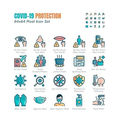 EPS 해외이미지 여행 장갑 지도 일러스트 가이드 건강 관리 경고 가면 안전 사람 치료 세트 약 터치 열 바이러스 보호 위생 빨래 질병 검색 예방 감염 온도 전염병 제어 팁 해외일러스트 직업 잡화 컨셉 가사 의학 파일형식 벡터 이미지허브