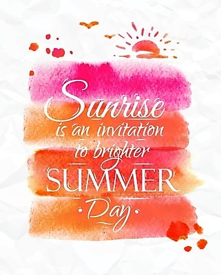 EPS 해외이미지 일러스트 수채화 사람없음 빨간색 여름 태양 일몰 손그림 레터링 해외일러스트 자연요소 계절 컬러 노을 파일형식 벡터 이미지허브