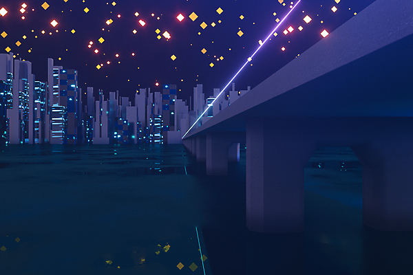 EPS 해외이미지 실루엣 도로 일러스트 밤하늘 사람없음 건물 빛 반짝임 강 고층빌딩 도시 남색 네온 스카이라인 해외일러스트 건축물 길 컬러 교통시설 모션 하늘 촬영기법 빌딩 야간 파일형식 벡터 이미지허브