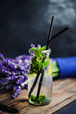 포토 JPG 해외이미지 꽃다발 검은배경 유리병 빨대 사람없음 아웃포커스 레모네이드 허브 담기 라벤더 나무탁자 해외포토 식물 꽃 백그라운드 모션 탁자 병_용기 촬영기법 검은색 에이드 파일형식 이미지허브