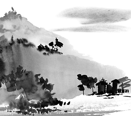 포토 JPG 해외이미지 구름 자연 붓터치 수채화 산 주택 사람없음 건물 마을 번짐 해외포토 자연요소 건축물 생태계 파일형식 효과 이미지허브