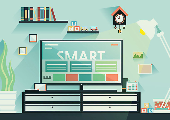 화분 액자 거실 일러스트 전등 선반 사람없음 책 인테리어 텔레비전 스마트 벽시계 서랍장 스마트TV 국내일러스트 AI파일 디자인 시계 가구 컨셉 조명 전자제품 파일형식 벡터