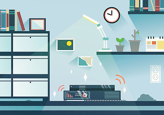 화분 시계 액자 일러스트 선반 사람없음 책 인테리어 방 스탠드 콘센트 전기에너지 스마트 서랍장 먼지 청소로봇 AI_인공지능 국내일러스트 AI파일 디자인 가구 컨셉 조명 에너지 로봇 파일형식 벡터